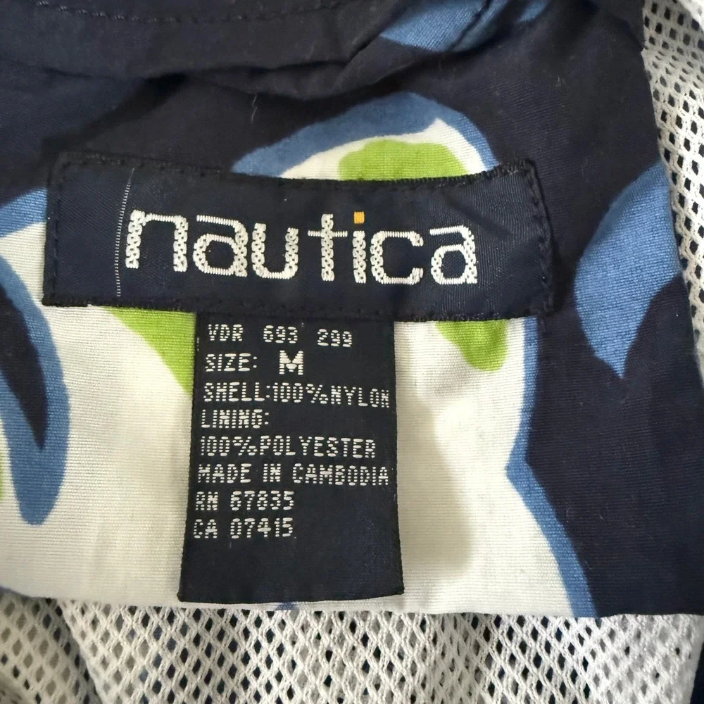 Vintage Y2K Nautica Swim Trunks Mens M Tropical Floral Board Shorts Navy Beach‎